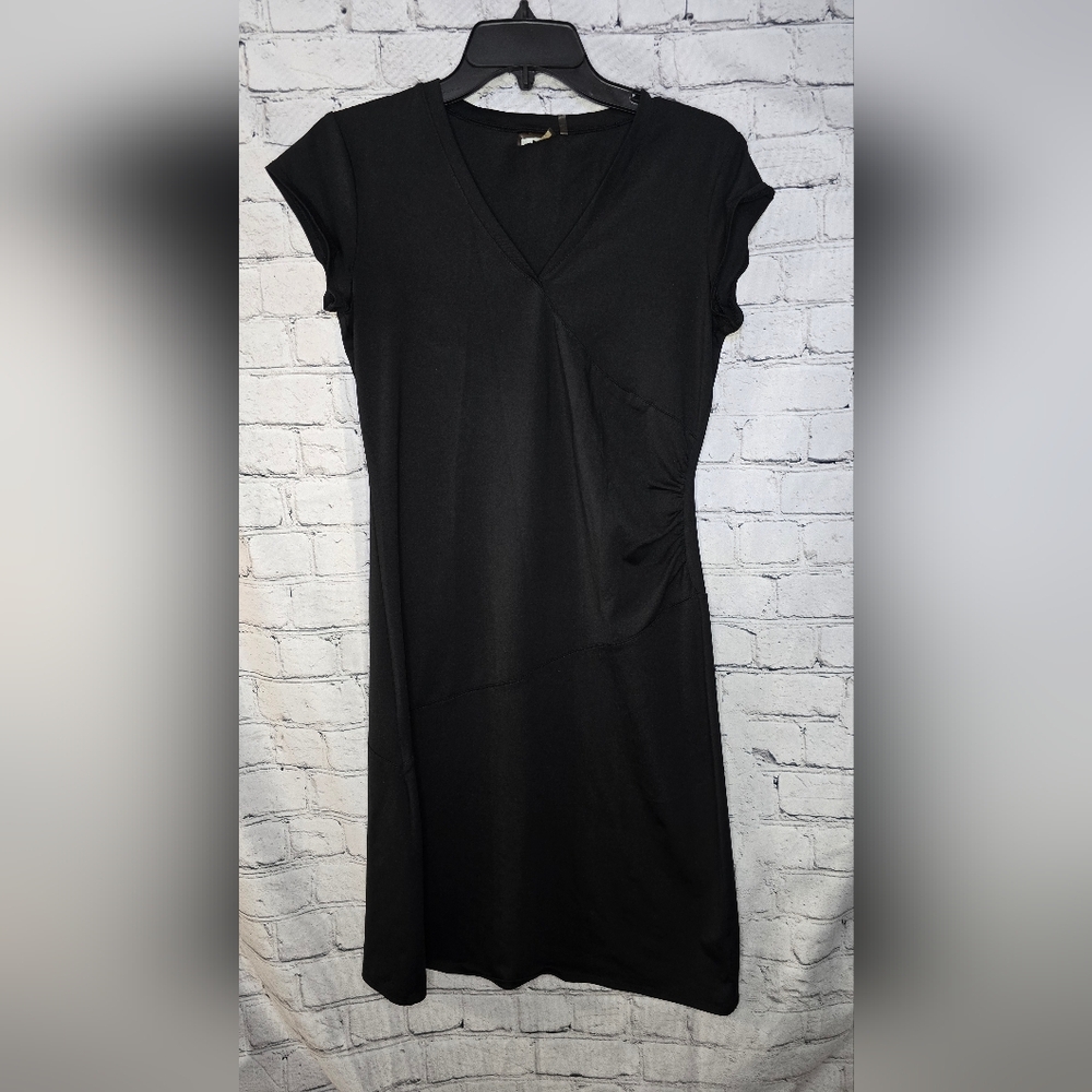 Athleta‎ Netcar Surplice Black Faux Wrap Dress Size XS